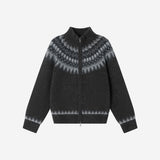 SIKN2216 Indian Jacquard Zip-Up Knit_Charcoal