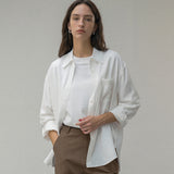 SITP5160 Loose Fit Wrinkle Silky Shirt_White