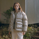 SIOT4088 Glossy Duck Down Half Puffer Jacket_Silver gray