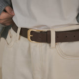 SIAC3032 Male 30 Square Leather Belt_Brown
