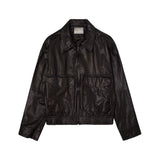 SIOT4022 Italian Lambskin Washing Bomber JK_Dark brown