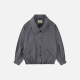 SIOT4182 High Neck Button Blouson_Blue Gray