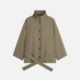 SIOT4202 Oversized High-Neck Belted Jacket_Dust brown