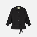 SIOT4203 Oversized Fluid Belted Jacket_Black