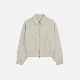 SIOT4212 Washed Bomber Jacket_Dust cream