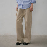 SIPT7151 Curved Single Pleat Chino Pants_Beige