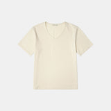 SITP5136 loose-fit V-neck short-sleeve T-shirt_Beige