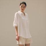SITP5151 oversized lounge silky shirt_White