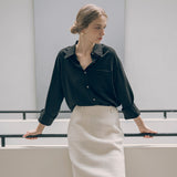 SITP5160 Loose Fit Wrinkle Silky Shirt_Black