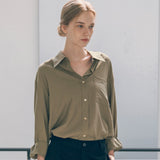 SITP5160 Loose Fit Wrinkle Silky Shirt_Khaki Brown