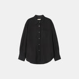 SITP5160 Loose Fit Wrinkle Silky Shirt_Black