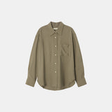 SITP5160 Loose Fit Wrinkle Silky Shirt_Khaki Brown