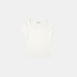 SITP5201 Retro U-Neck Slim Short Sleeve T-Shirt_Ivory