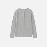 SITP5245 Multi Ribbed Henley Neck T-Shirt_Melange gray