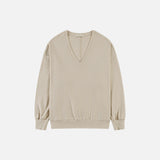 SITP5274 V-neck Batwing Comfort T-shirt_Light beige