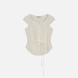 SITP5281 Cap Sleeve Wrinkle Blouse_Ivory