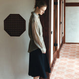 SITP5290 Silky Stripe Drawstring Shirt_Khaki brown