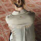 SITP5290 Silky Stripe Drawstring Shirt_Khaki brown