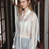 SITP5290 Silky Stripe Drawstring Shirt_White