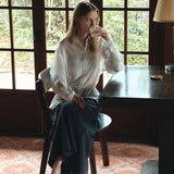 SITP5290 Silky Stripe Drawstring Shirt_White