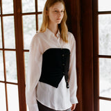 SITP5290 Silky Stripe Drawstring Shirt_White