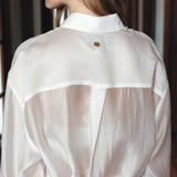 SITP5290 Silky Stripe Drawstring Shirt_White