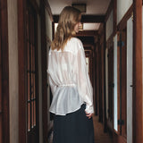 SITP5290 Silky Stripe Drawstring Shirt_White