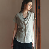 SITP5292 Open-Collar Retro T-Shirt_Olive gray