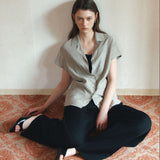 SITP5292 Open-Collar Retro T-Shirt_Olive gray