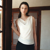 SITP5294 Cowlneck Jersey Sleeveless Top_Cream