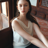 SITP5294 Cowlneck Jersey Sleeveless Top_Cream
