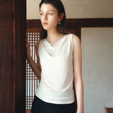 SITP5294 Cowlneck Jersey Sleeveless Top_Cream