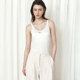 SITP5295 Relaxed Double-Line Sleeveless Top_White