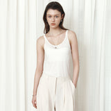 SITP5295 Relaxed Double-Line Sleeveless Top_White