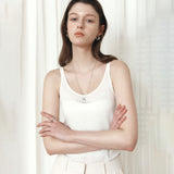 SITP5295 Relaxed Double-Line Sleeveless Top_White