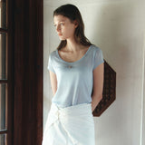 SITP5300 Sheer Cap-Sleeve Slim T-Shirt_Sky blue