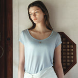 SITP5300 Sheer Cap-Sleeve Slim T-Shirt_Sky blue