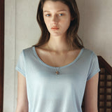 SITP5300 Sheer Cap-Sleeve Slim T-Shirt_Sky blue