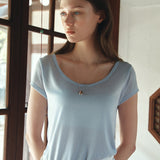 SITP5300 Sheer Cap-Sleeve Slim T-Shirt_Sky blue