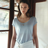 SITP5300 Sheer Cap-Sleeve Slim T-Shirt_Sky blue