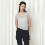 SITP5300 Sheer Cap-Sleeve Slim T-Shirt_Melange gray