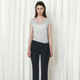 SITP5300 Sheer Cap-Sleeve Slim T-Shirt_Melange gray