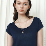 SITP5300 Sheer Cap-Sleeve Slim T-Shirt_Navy
