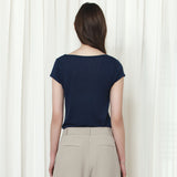 SITP5300 Sheer Cap-Sleeve Slim T-Shirt_Navy