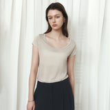 SITP5300 Sheer Cap-Sleeve Slim T-Shirt_Ash olive