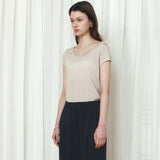 SITP5300 Sheer Cap-Sleeve Slim T-Shirt_Ash olive