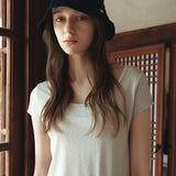 SITP5300 Sheer Cap-Sleeve Slim T-Shirt_Ash olive