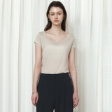 SITP5300 Sheer Cap-Sleeve Slim T-Shirt_Ash olive