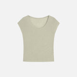 SITP5300 Sheer Cap-Sleeve Slim T-Shirt_Ash olive