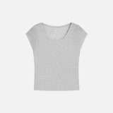 SITP5300 Sheer Cap-Sleeve Slim T-Shirt_Melange gray